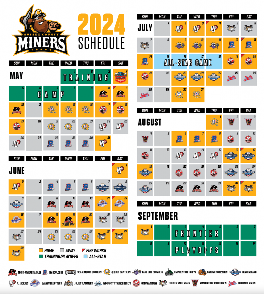 2024 Season Schedule Sussex County Miners