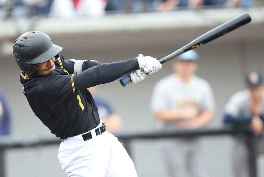 Miners center fielder Dom Johnson (photo by Phil Hoops)