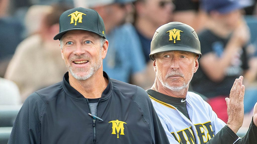 Sussex County Miners Field Manager Chris Widger and Assistant Coach Simon Walters.