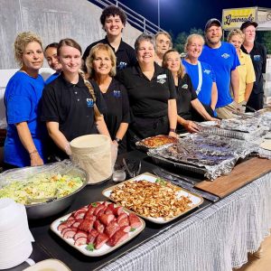 Sussex County Miners staff members in the Pavilion at Skylands Stadium.
