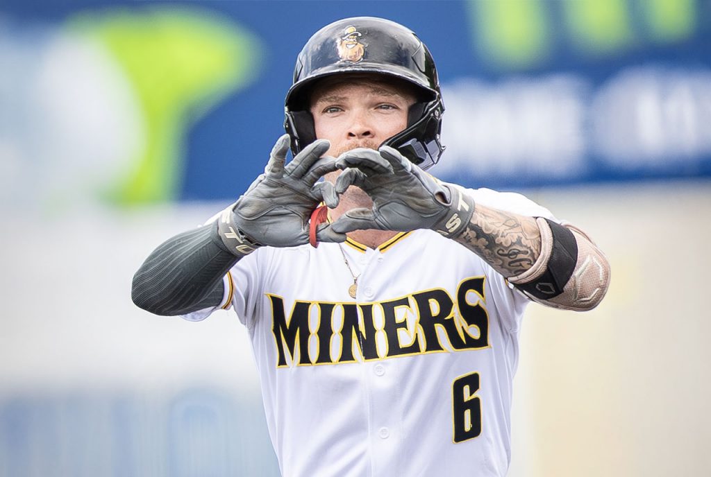Sussex County Miners infielder Evan Berkey (photo by Phil Hoops).