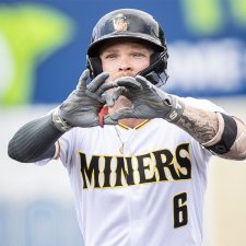 Sussex County Miners infielder Evan Berkey (photo by Phil Hoops).