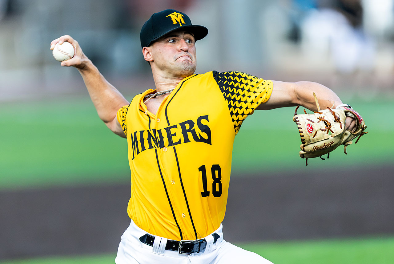 Sussex County Miners pitcher Christian Colmery (photo by Phil Hoops)